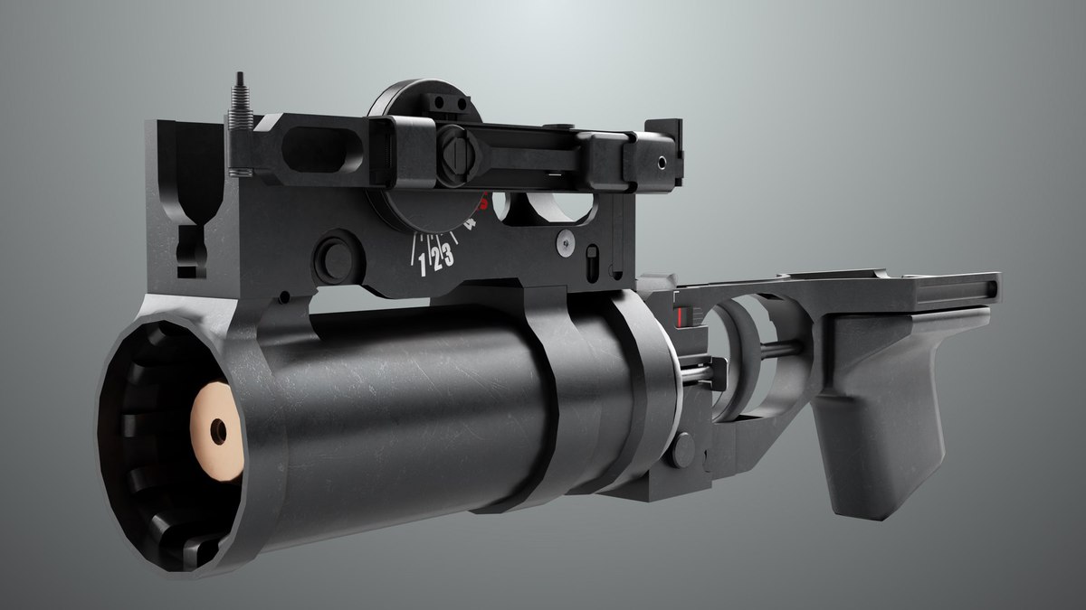 6 Grenade Launcher Black URP HDRP Textures