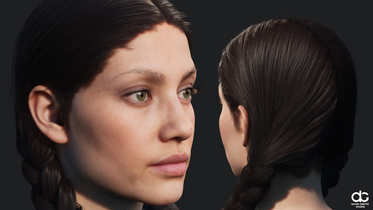 Realistic female hairstyles, pack #2 | Rigged hair, game-ready, low-poly