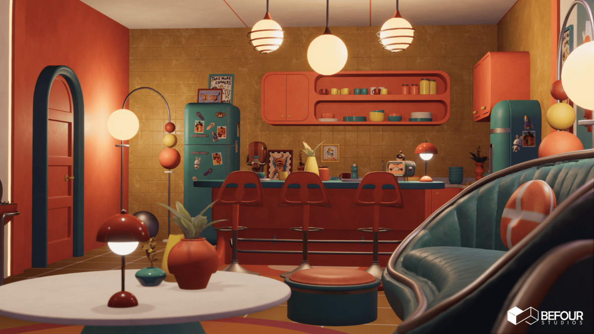 Retro Pop Art Living Space Environment