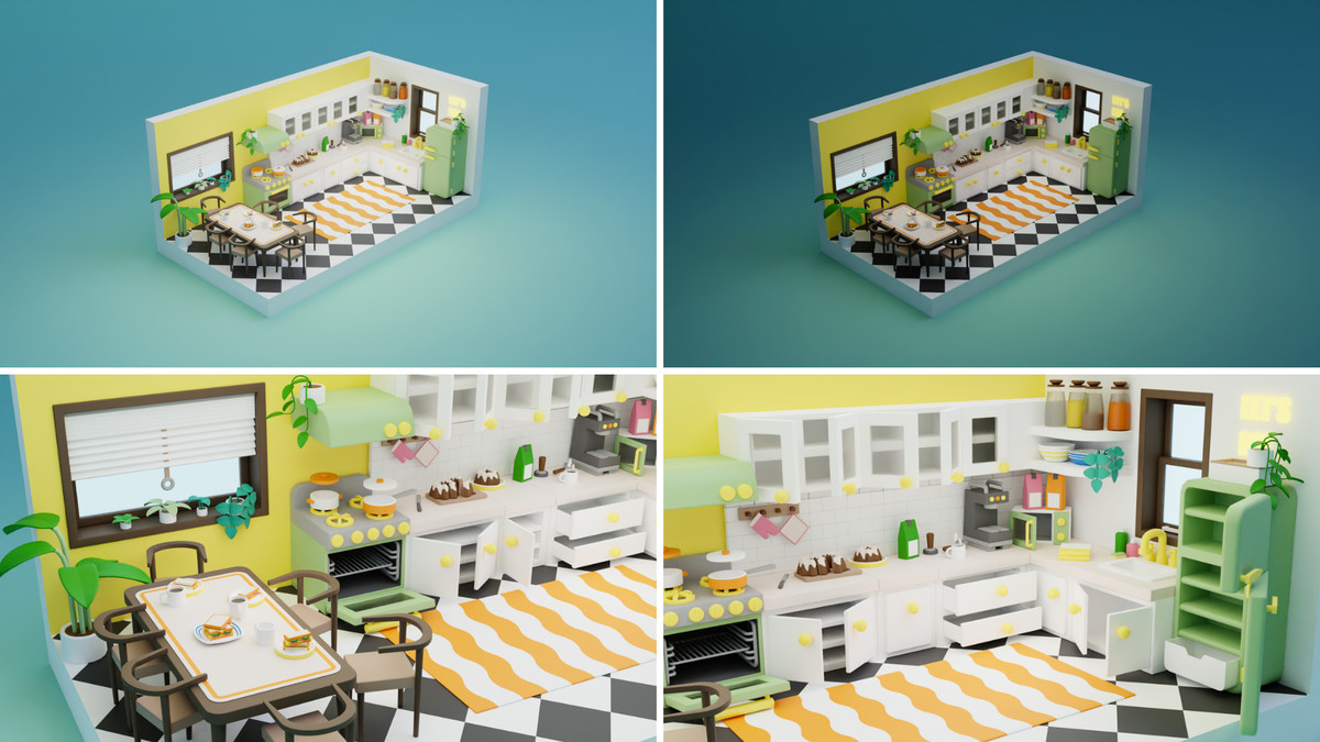 Cartoon Interactive Rooms & Furniture - Cozy Interior Pack