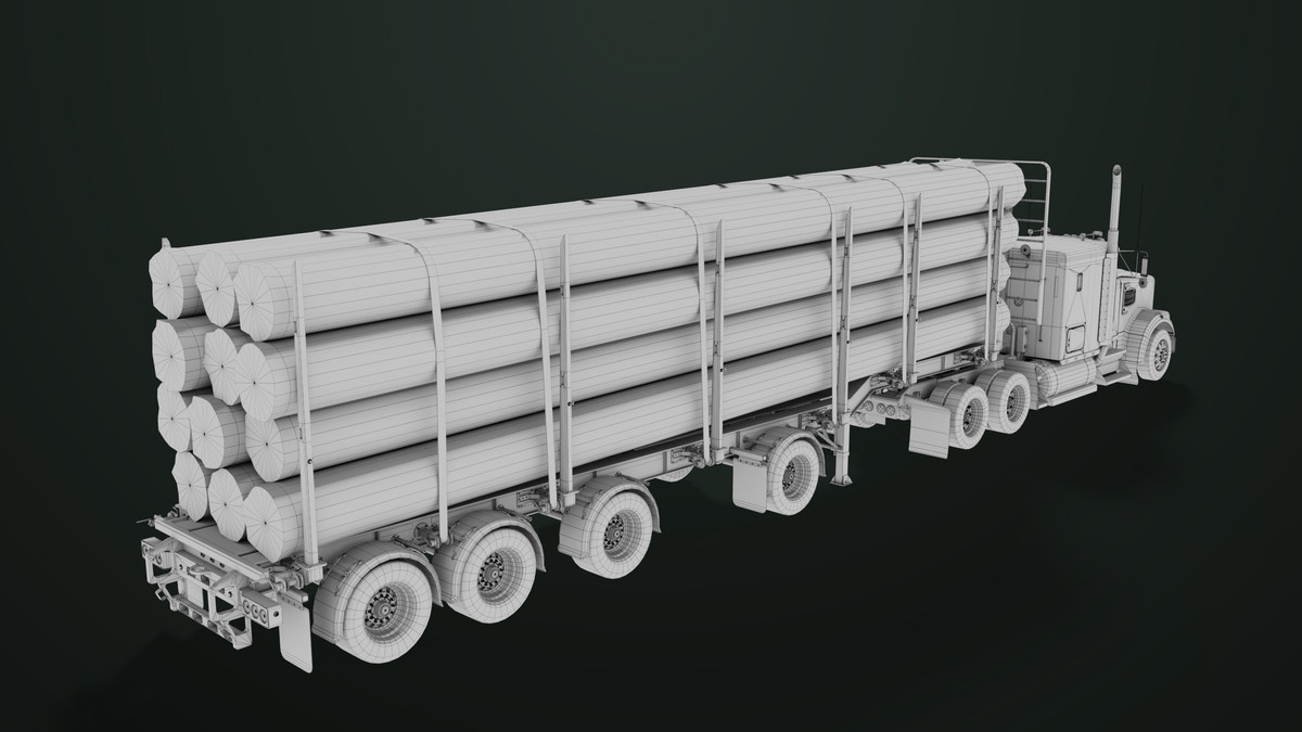 Truck 07 Log Trailer Green Version URP HDRP Textures