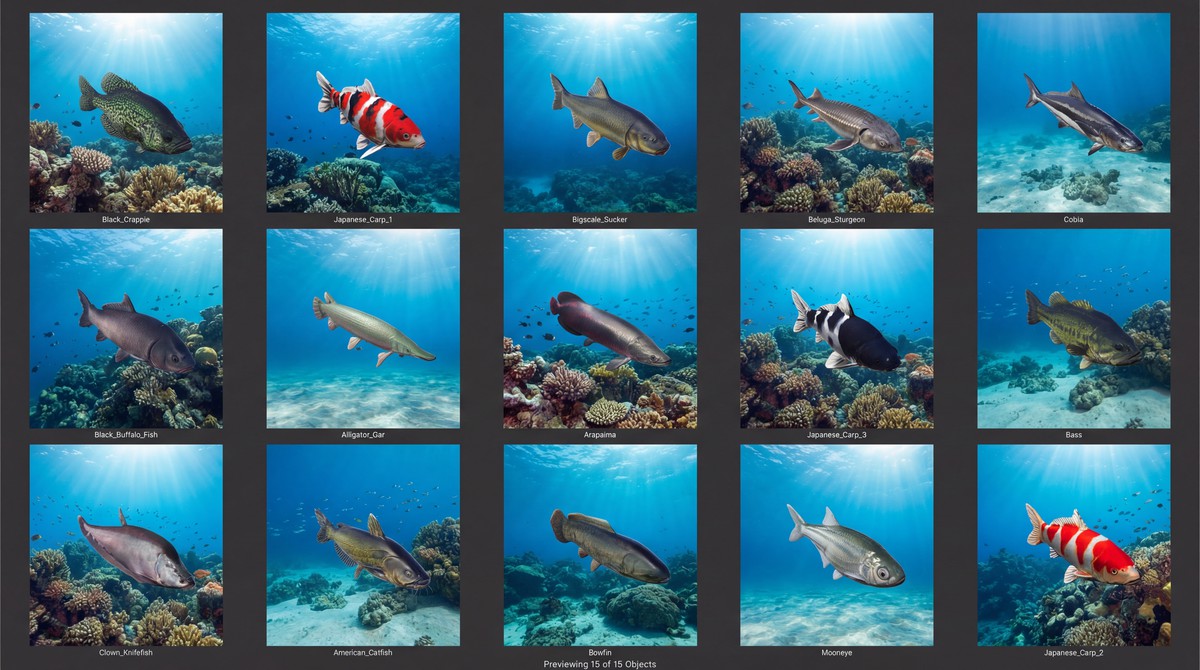 Freshwater river fish - large pack