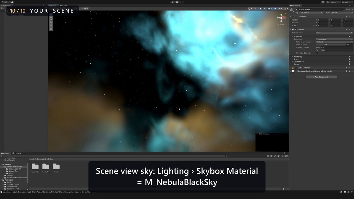 Volumetric Nebula Generator – Fly-Through 3D Space Nebulae (URP & HDRP)