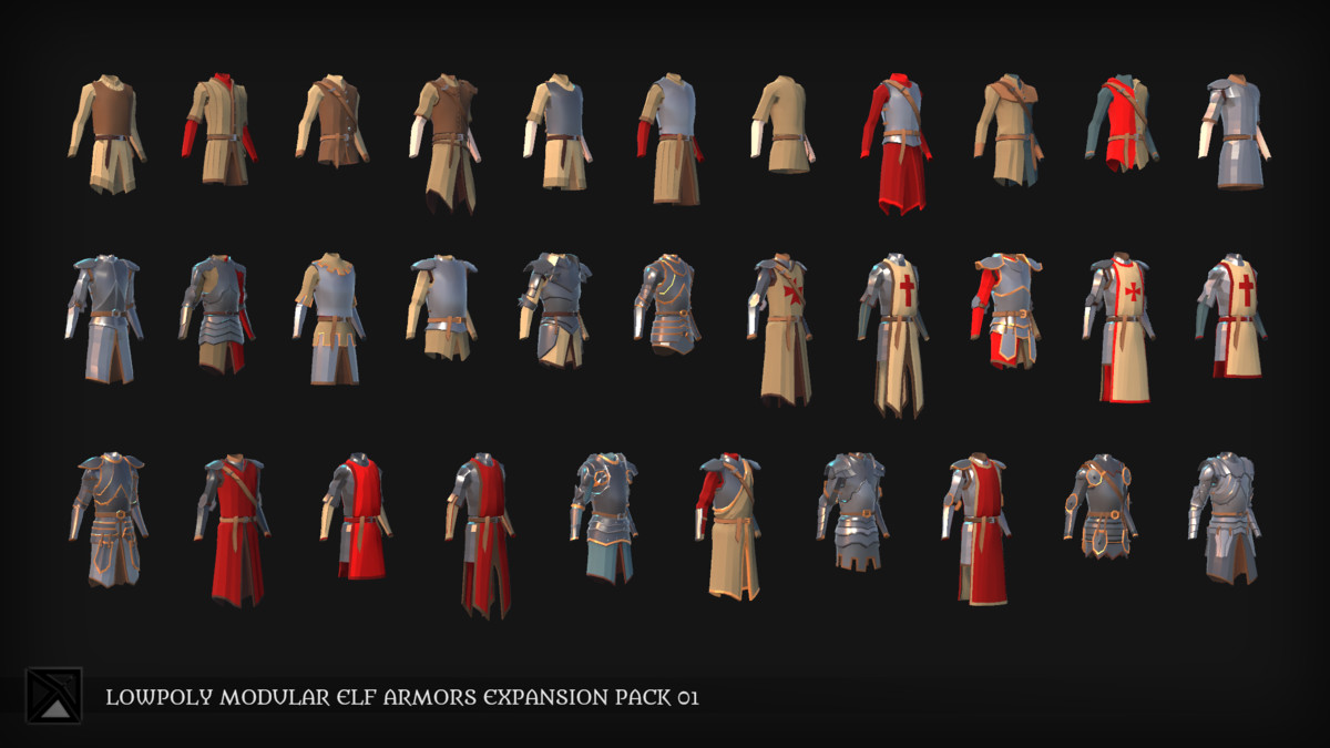 Lowpoly Elves Modular Armors Ex1 - MEDIEVAL FANTASY SERIES