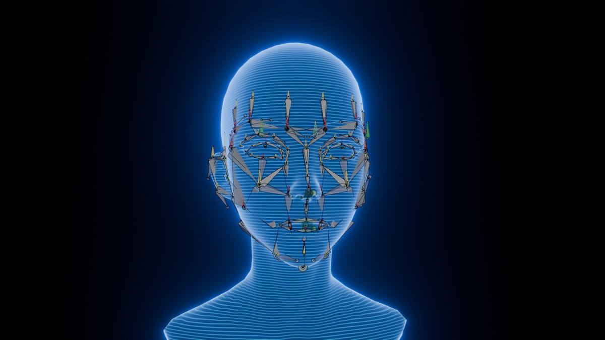 Anime Human Hologram Heads 3D Model Rigged with Facial Expressions