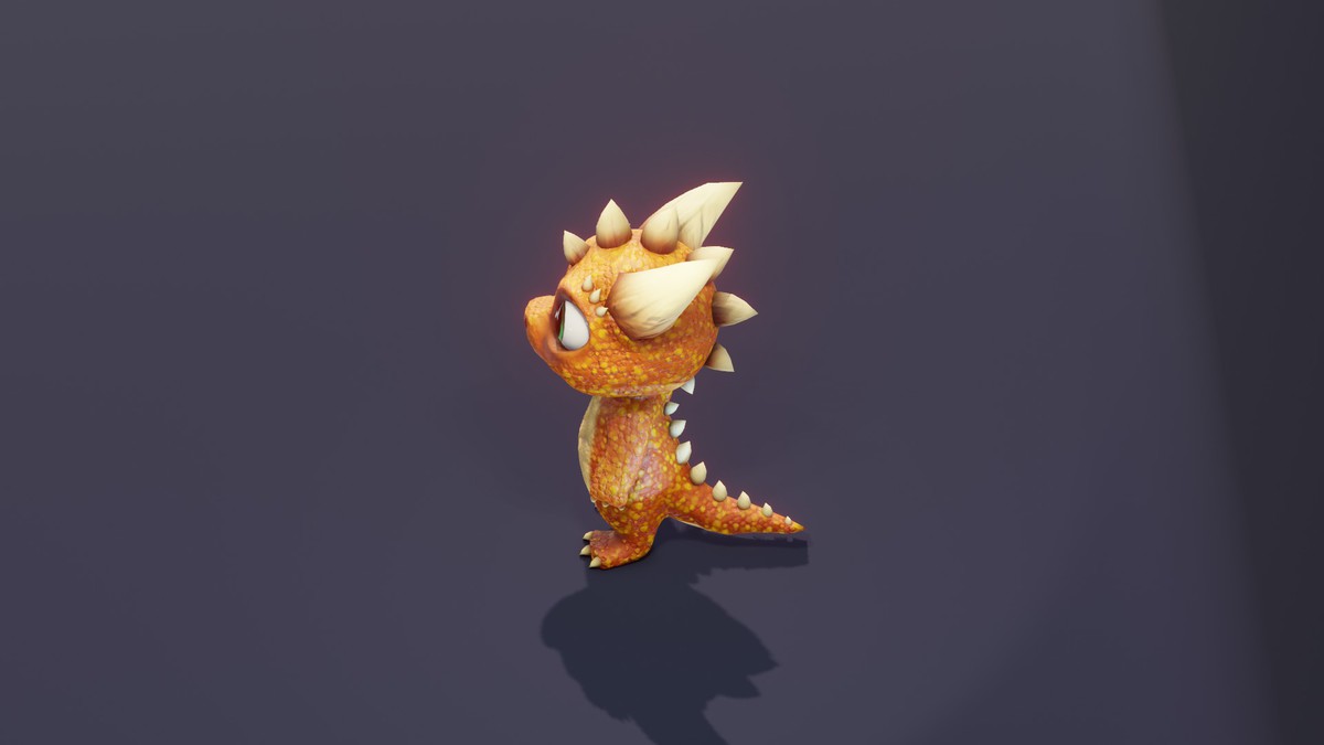 Cartoon Orange Dinosaur 3D Model (Low-Poly, Game-Ready, Animated, Built-In)