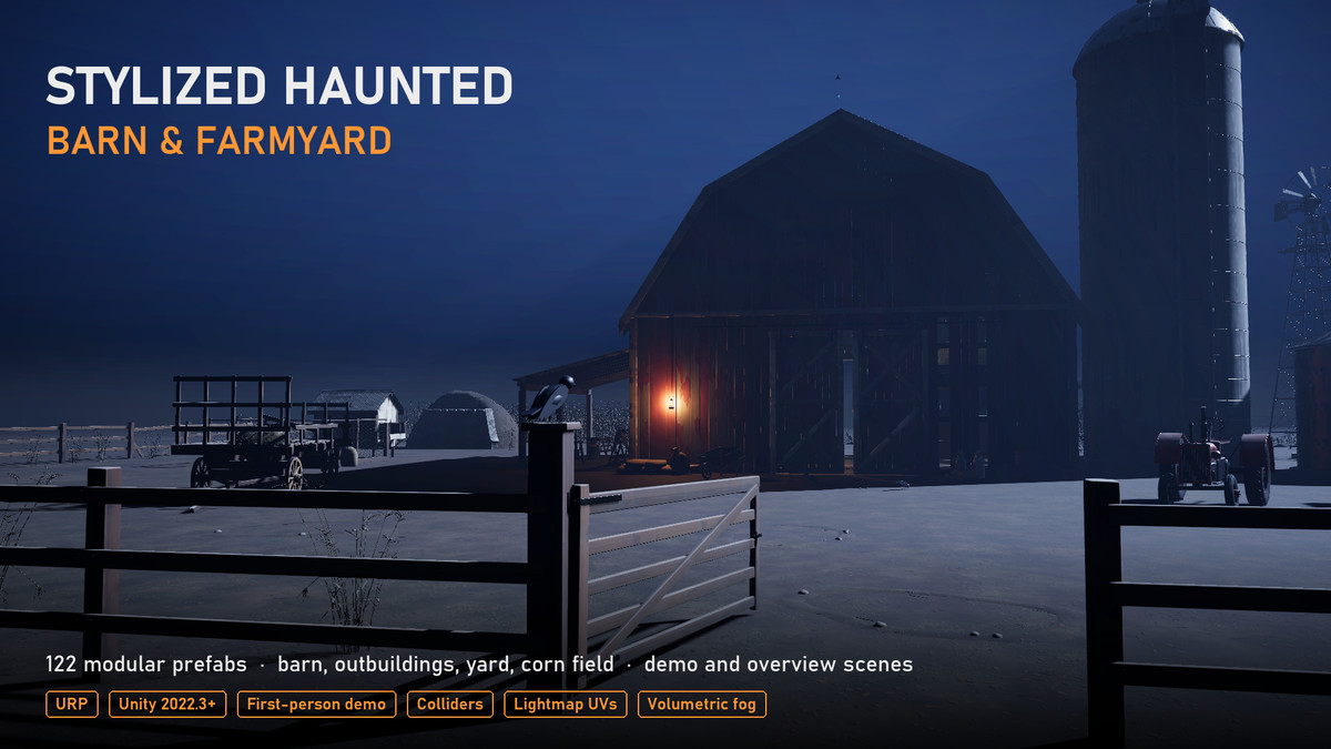 Stylized Haunted Barn - Farmyard & Outbuildings (URP)