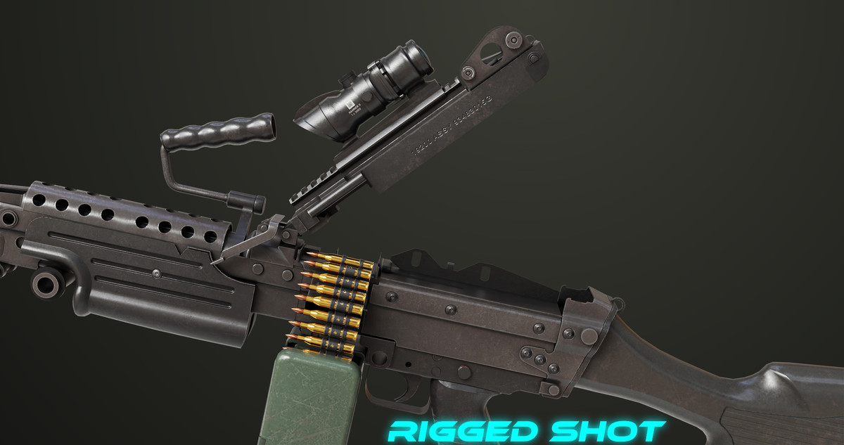 Machine Gun Sandal and Black Ammo Box URP HDRP Textures