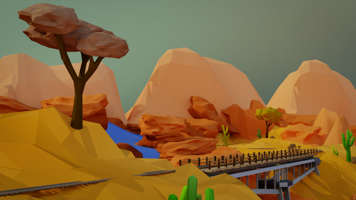 Low Poly Wild West Train Pack