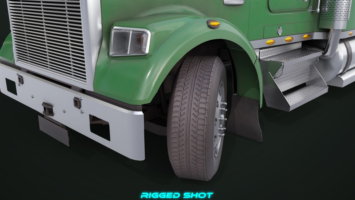 Truck 07 Log Trailer Green Version URP HDRP Textures