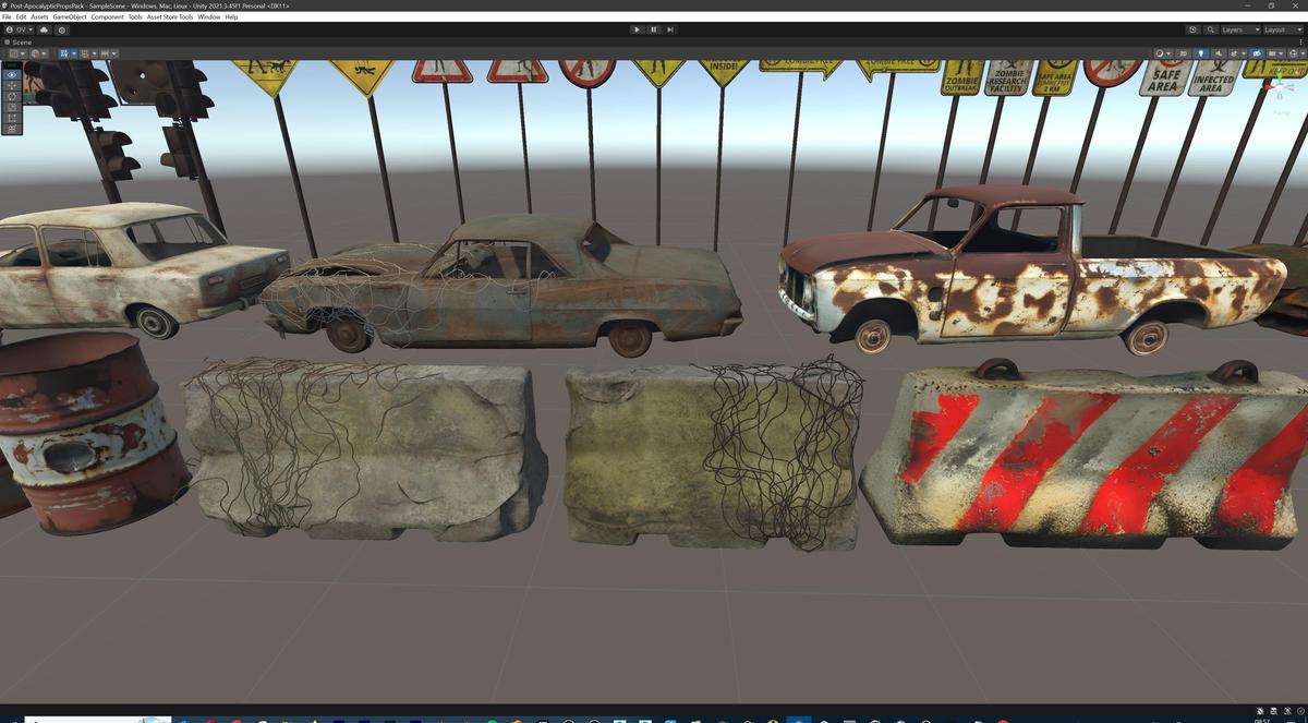 Post-Apocalyptic Survival Urban City Props and Road Signs Pack - 135 3d Models