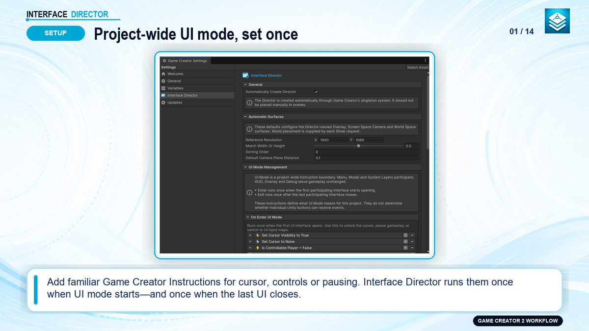 Interface Director for Game Creator 2