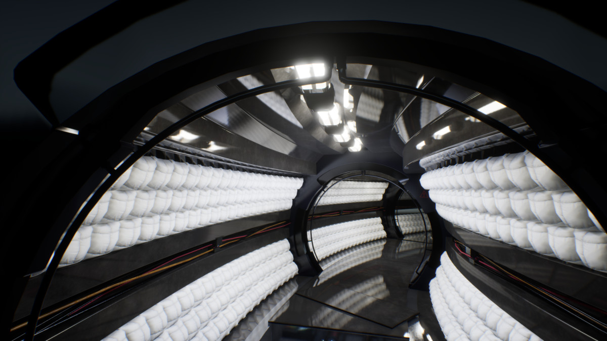 Futuristic Spaceship Curved Corridors – Modular Sci-Fi Environment