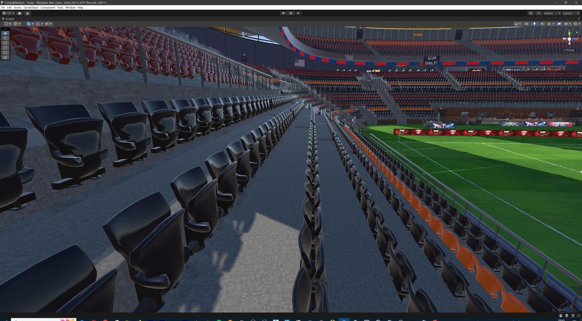 Modular Soccer Football Stadium Arena With 4 Roofs - Sport Environment 3d Level