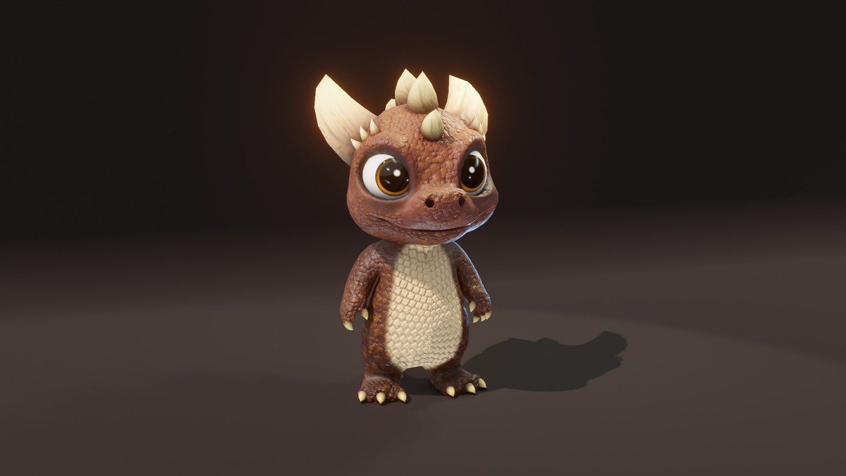 Cartoon Brown Dinosaur 3D Model – Animated Character