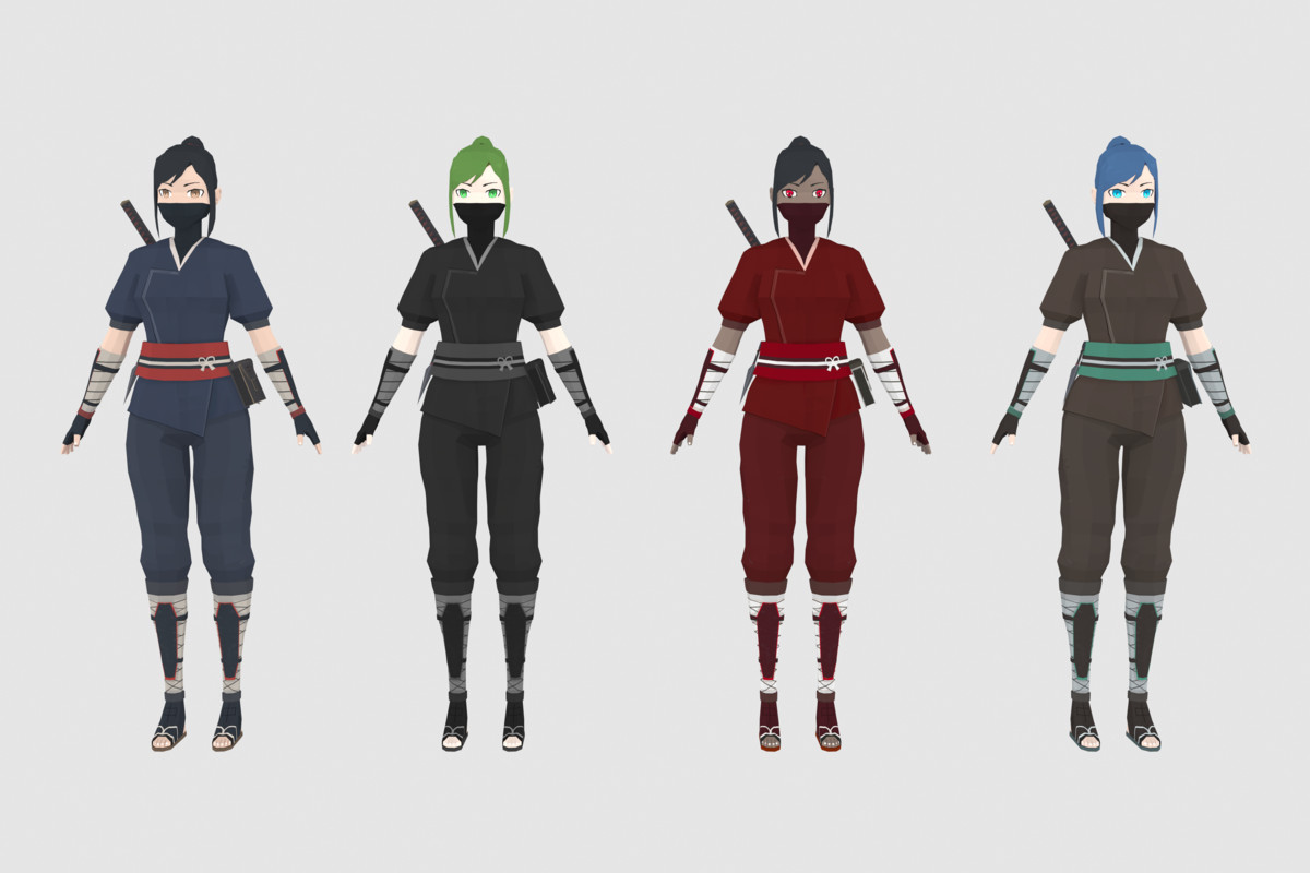 Stylized Ninjas Pack - Animated Characters (Male & Female)
