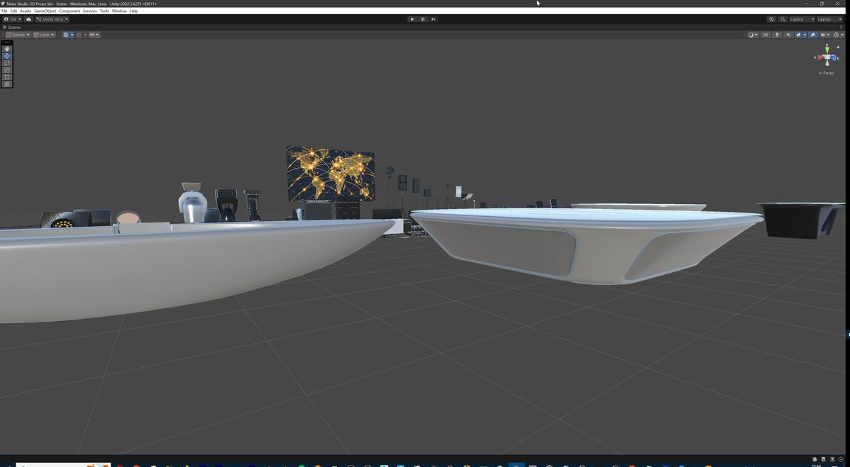 News Studio 3D Props Set - Broadcast Desks, Studio Lights, Furniture for VR