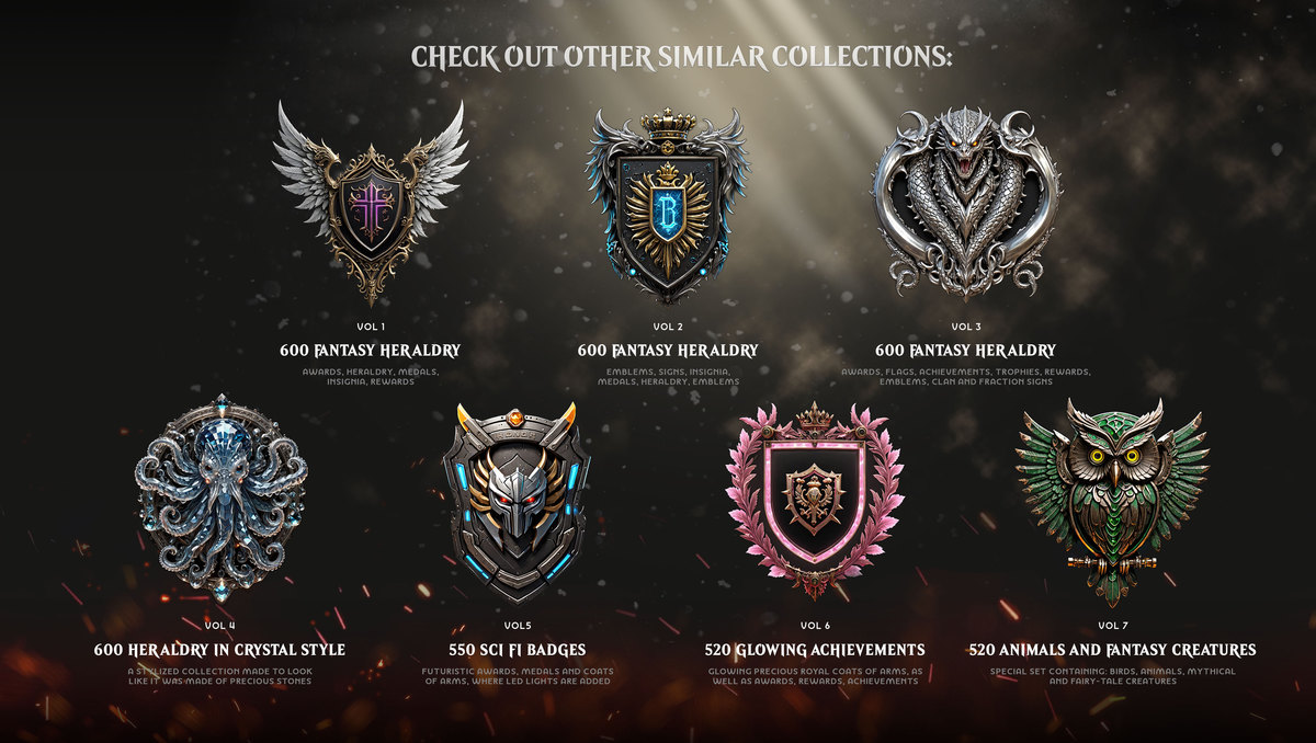 600 Achievements, Trophies, Rewards, Emblems, Badges, Awards, Artifacts Vol2
