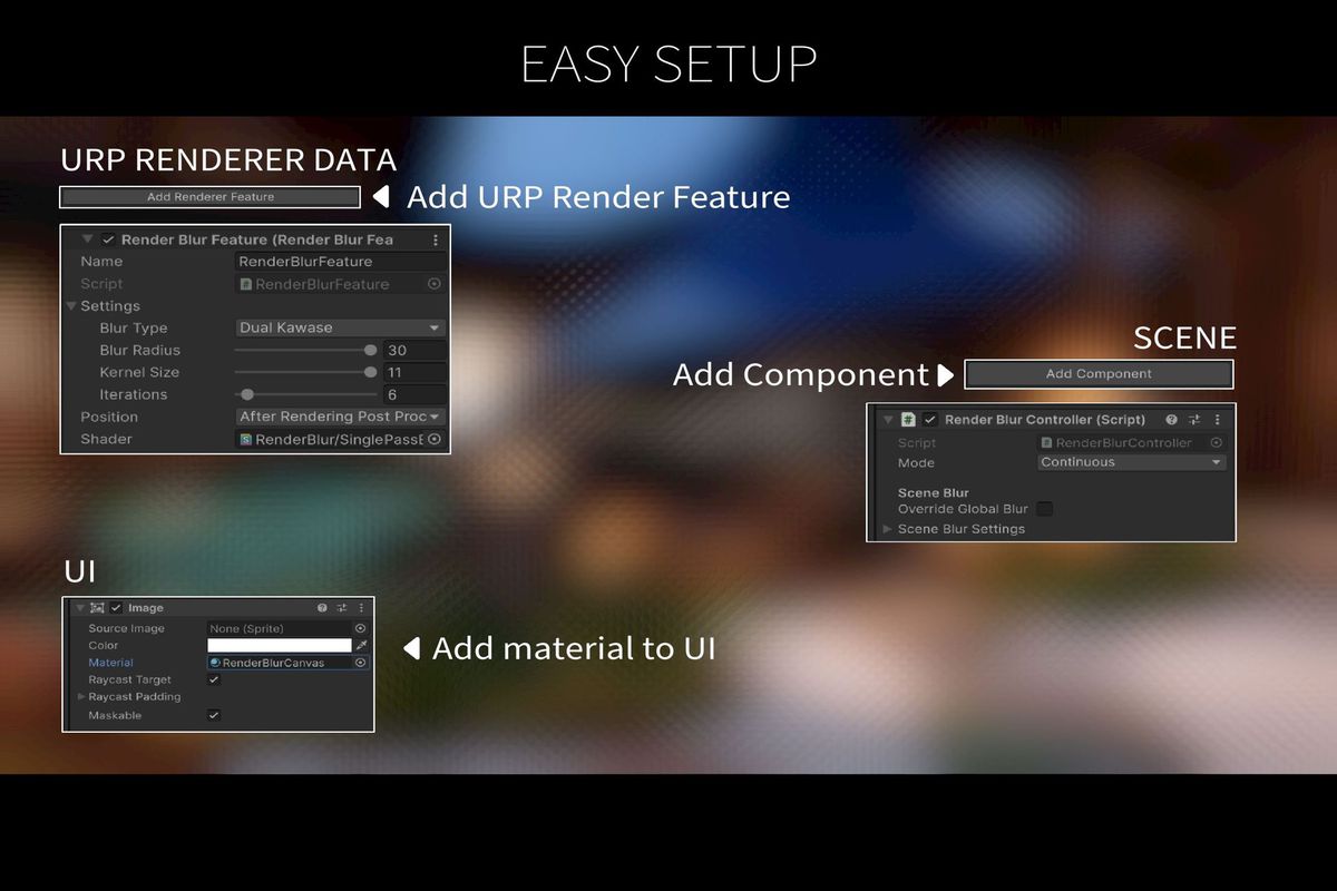 Render Blur - Fast multi option URP Render Graph UI Blur