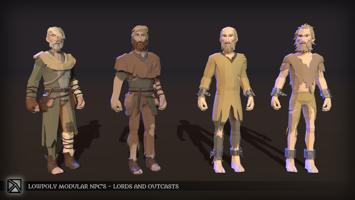 Low Poly Modular NPCs – Lords & Outcasts- LOWPOLY MEDIEVAL FANTASY SERIES
