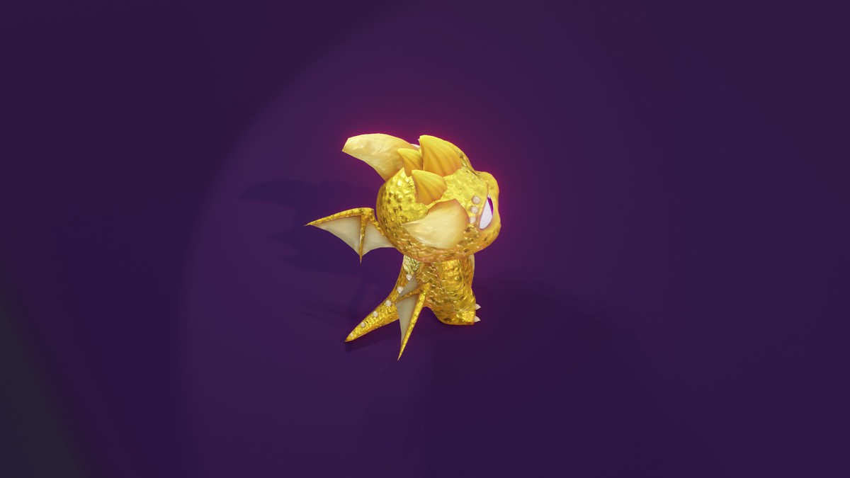 Cartoon Gold Dragon 3D Model (Low-Poly, Game-Ready, Animated, Built-In)