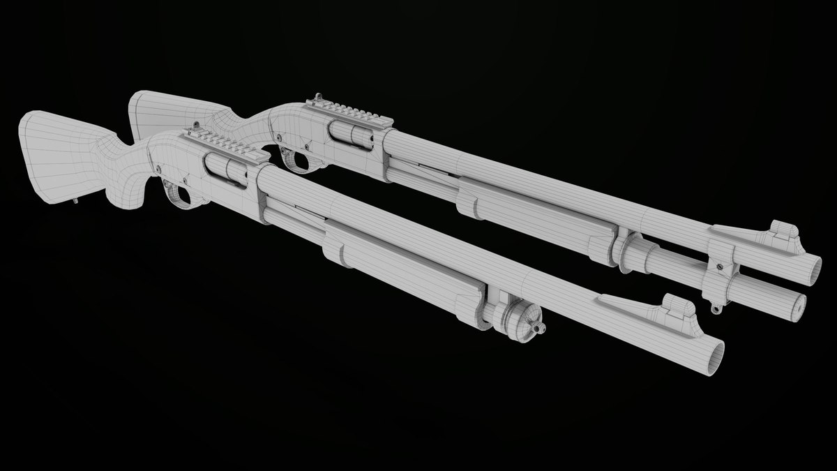 Long Shotgun 01 Black And Silver Single Mat URP HDRP Textures