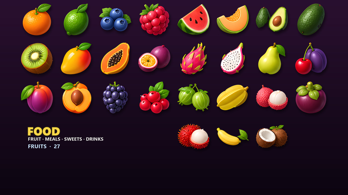 Food & Drink Icons - 232 Game Items
