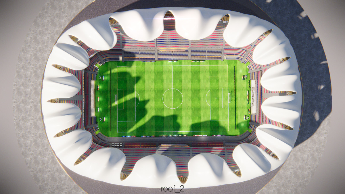 Modular Soccer Football Stadium Arena With 4 Roofs - Sport Environment 3d Level