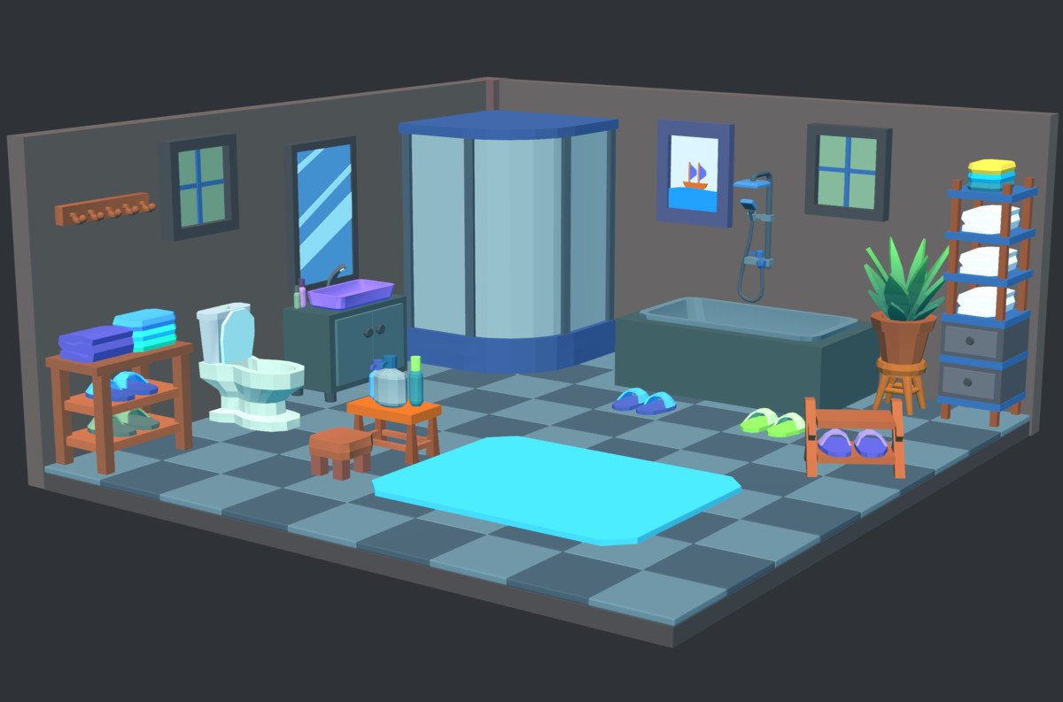 Cute Low Poly Furniture Pack - Colorful Interior Props