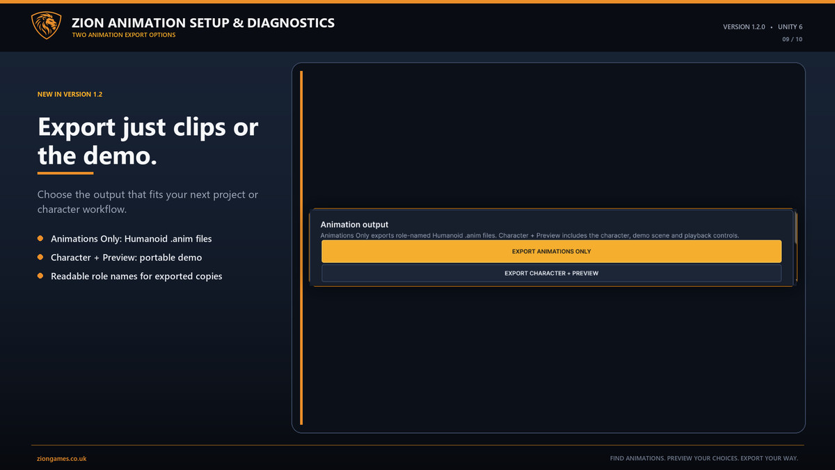 Zion Animation Setup & Diagnostics