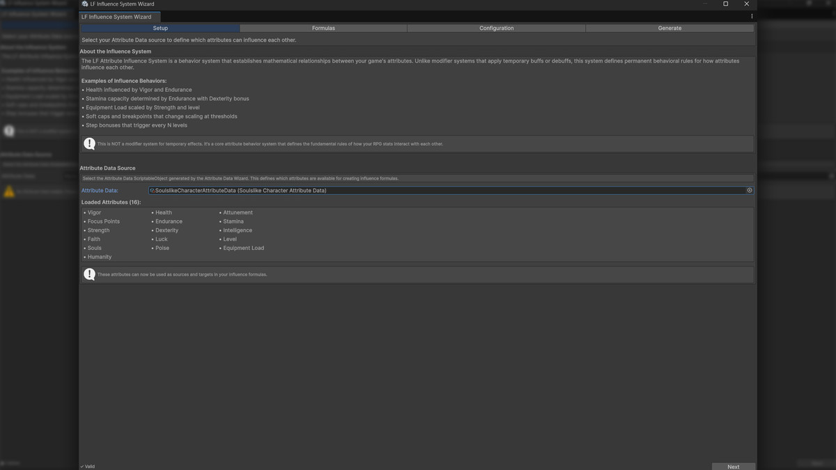 LF Attribute Forge Pro: No Code Stat Generator with Stat Influences and Scaling