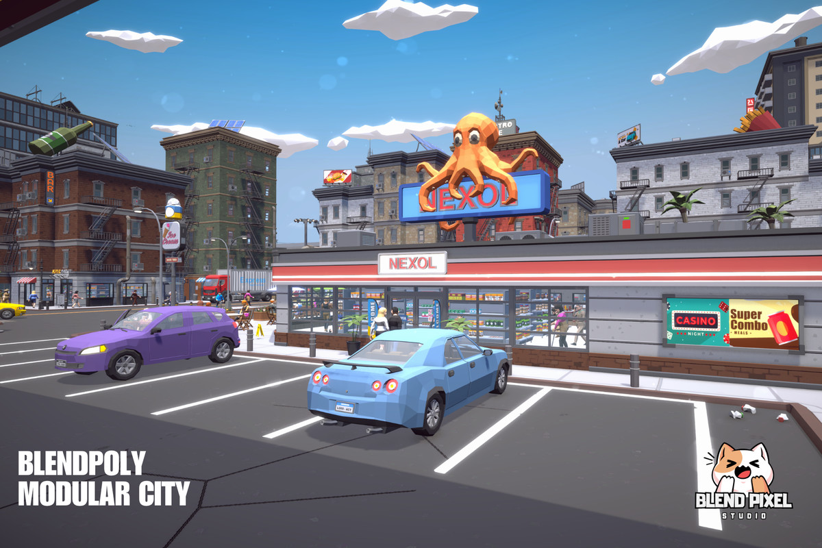 BlendPoly Modular City - Low Poly Assets