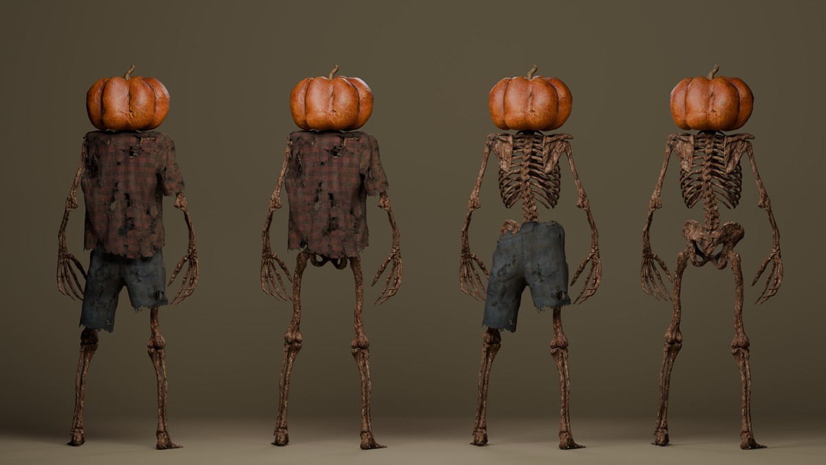 Scarecrow Pumpkin Halloween Skeleton