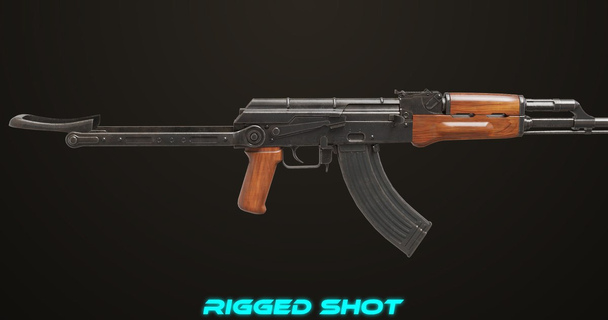 AKMS Light Machine Gun 10 Wood URP HDRP Texture