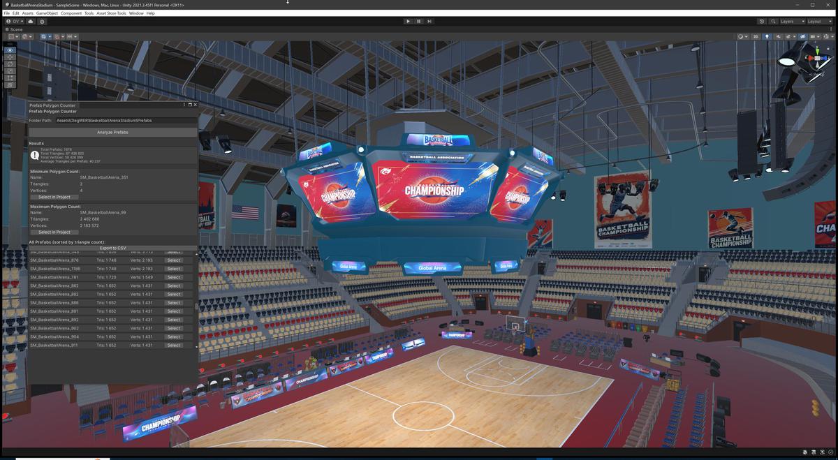 Basketball Arena Stadium Interior - Modular Environment 3D Level