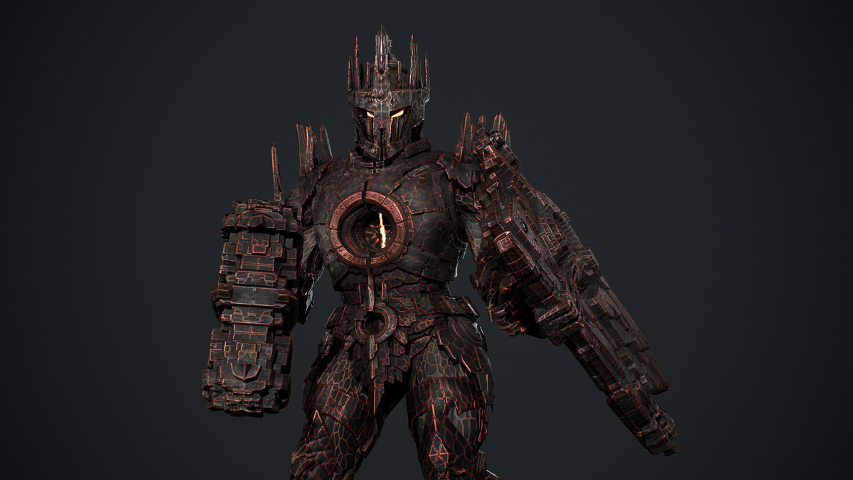 Armored Stone Golem - Dark Fantasy Boss