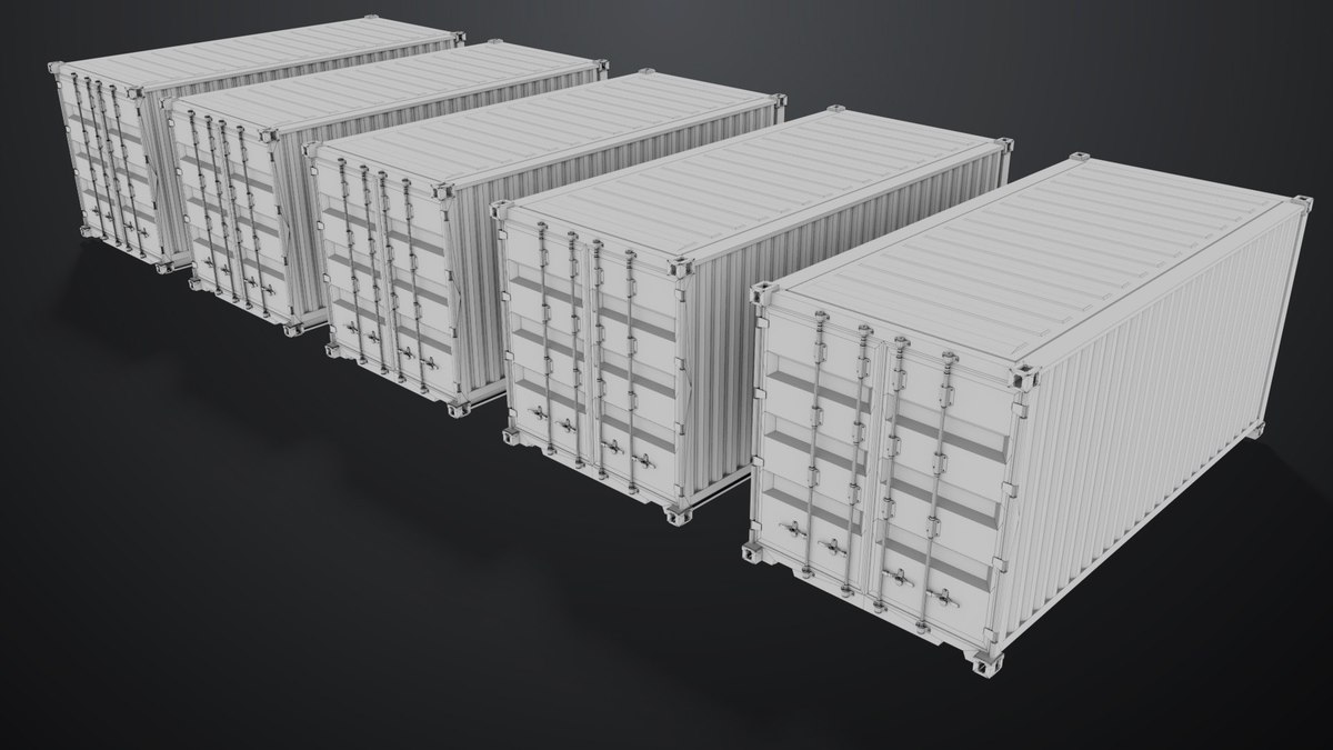 5 Cargo Container 20ft Single Mat URP HDRP Textures