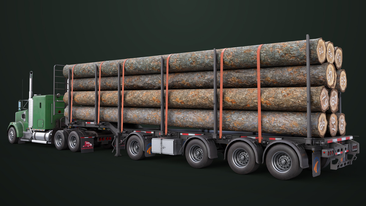 Truck 07 Log Trailer Green Version URP HDRP Textures