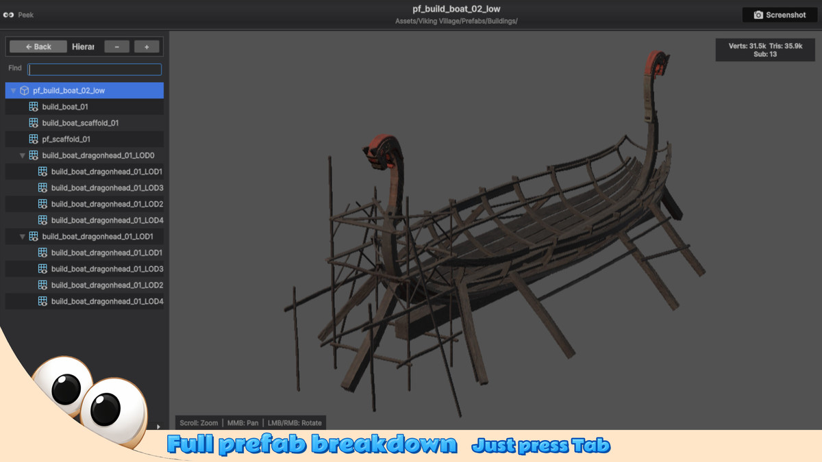 Peek: Quick Asset Preview - Prefab, FBX & More