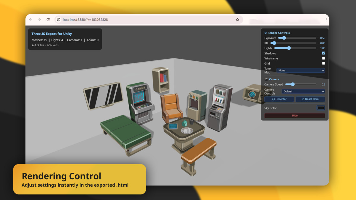 Three.JS Export - Instant Scene Export For Web