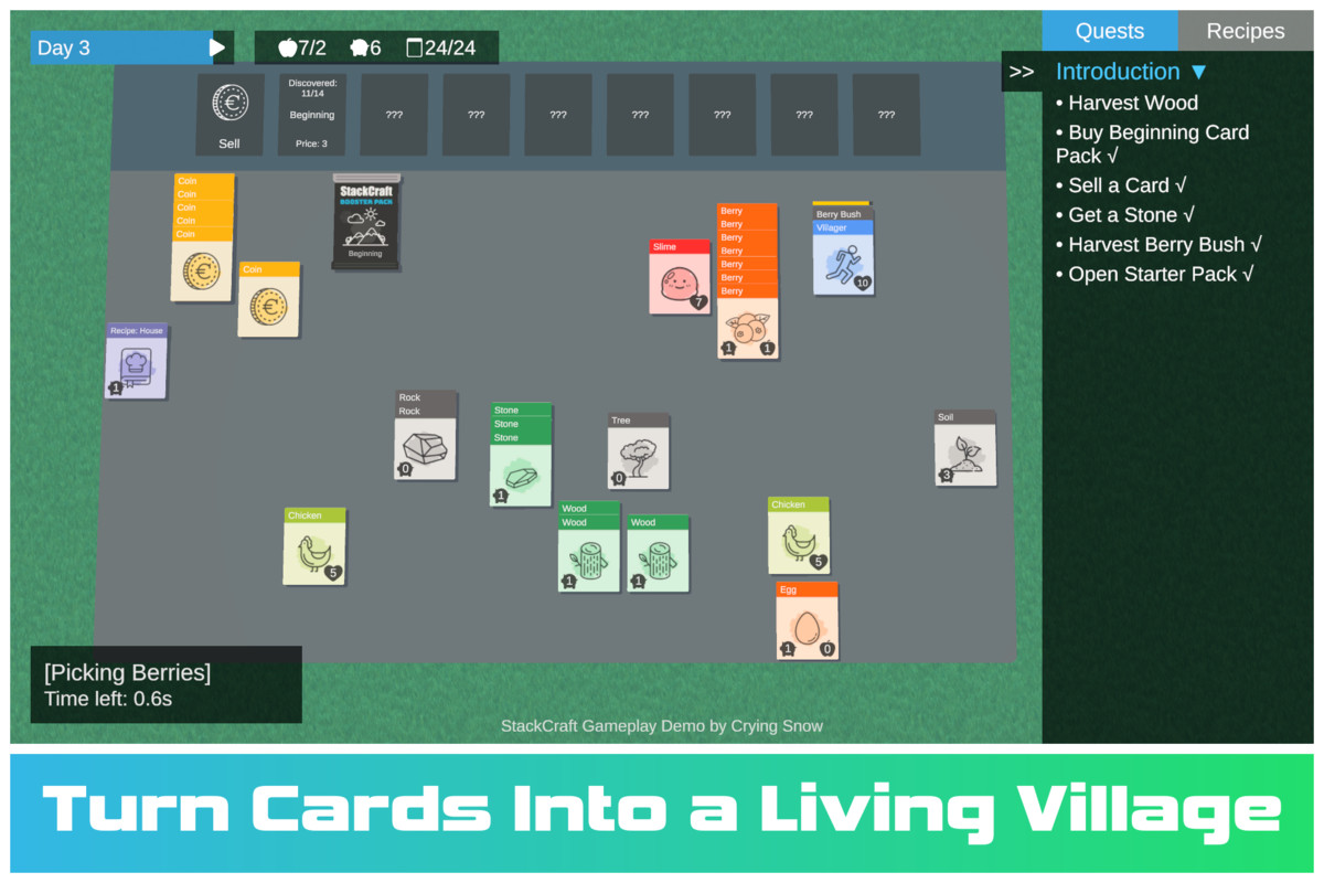 StackCraft - Card Stacking Survival Game