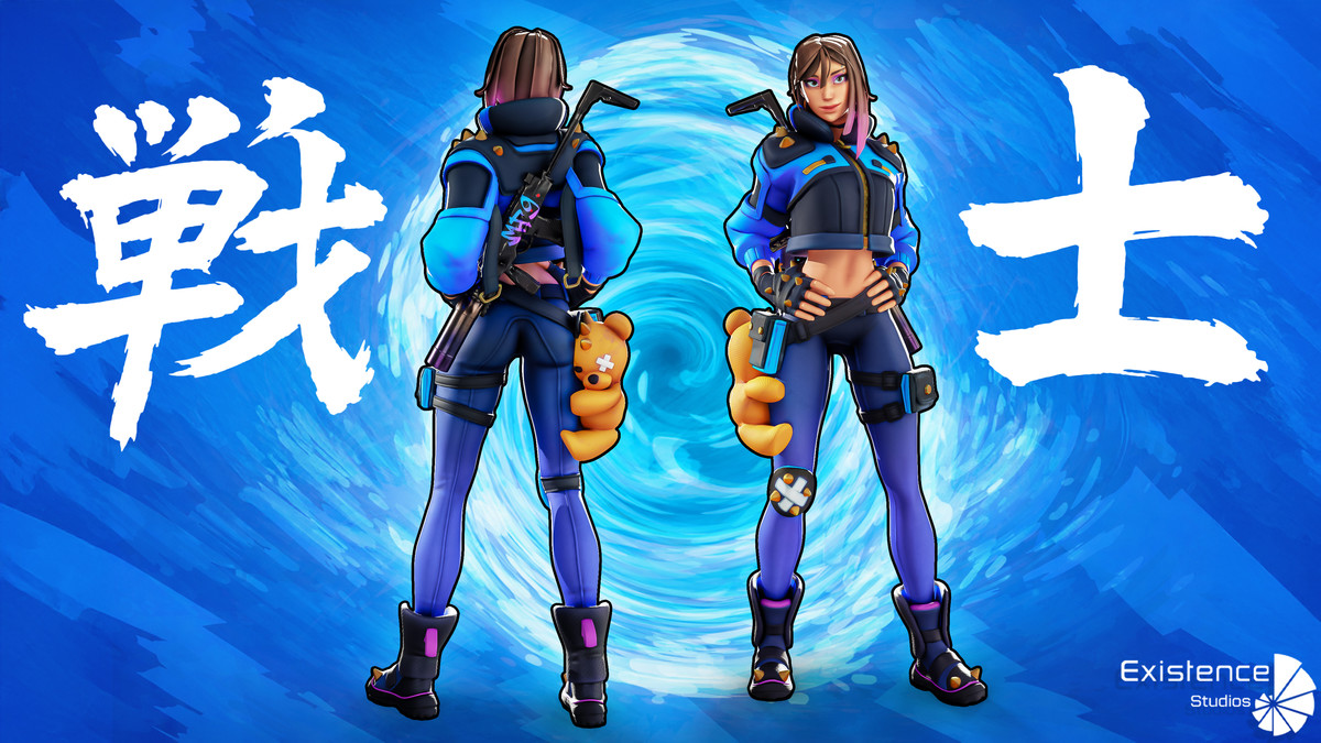 Blue Vortex – Stylized Sci-Fi Shooter Girl