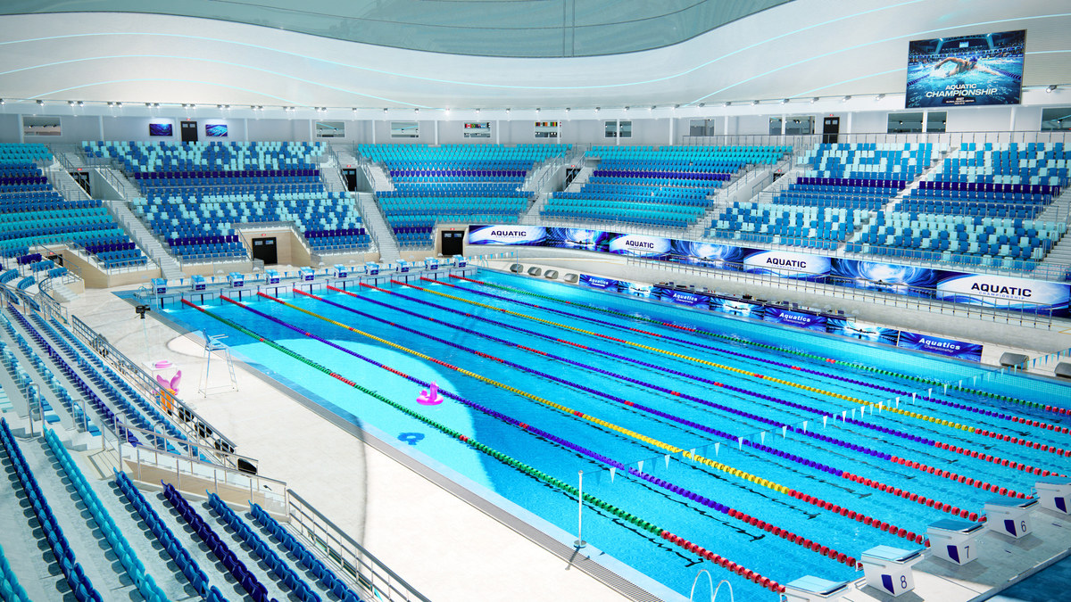 Olympic Aquatic Center Swimming Pool Modular Environment 3D