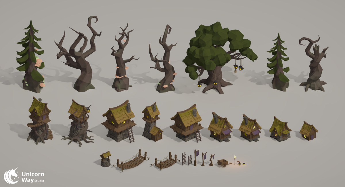 Fantasy Witch Village - Low Poly Stylized Pack