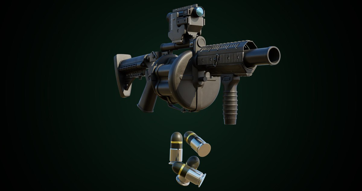 6 Grenade Launcher Black URP HDRP Textures