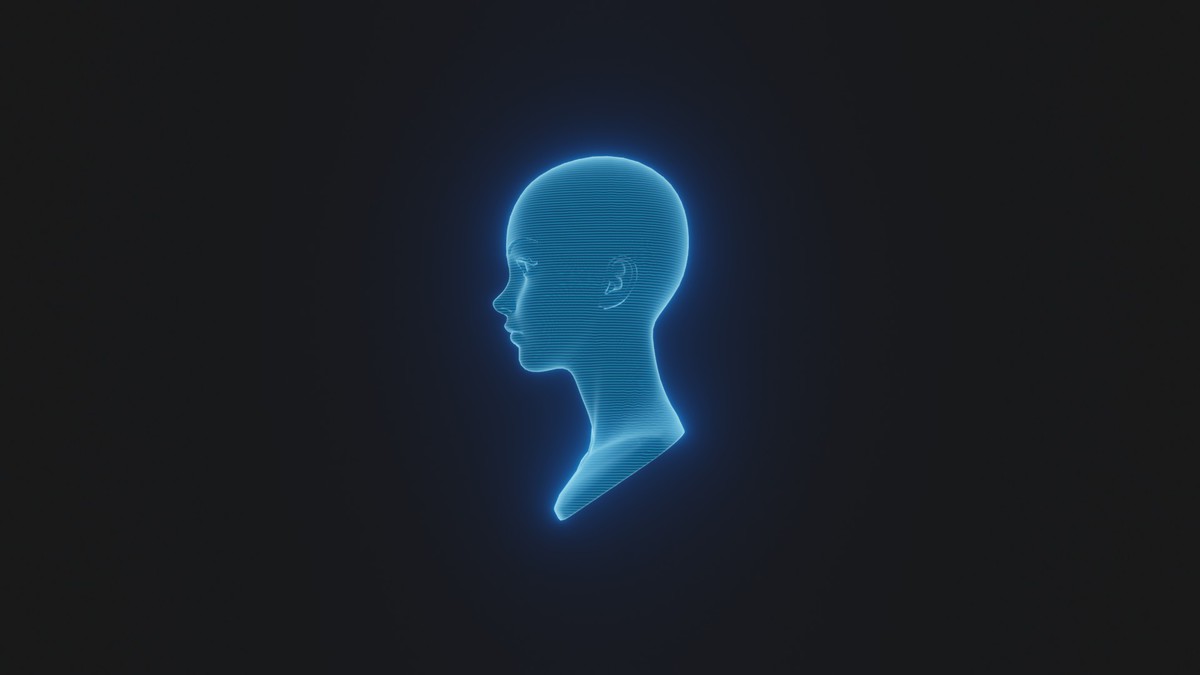 Anime Human Hologram Heads 3D Model Rigged with Facial Expressions