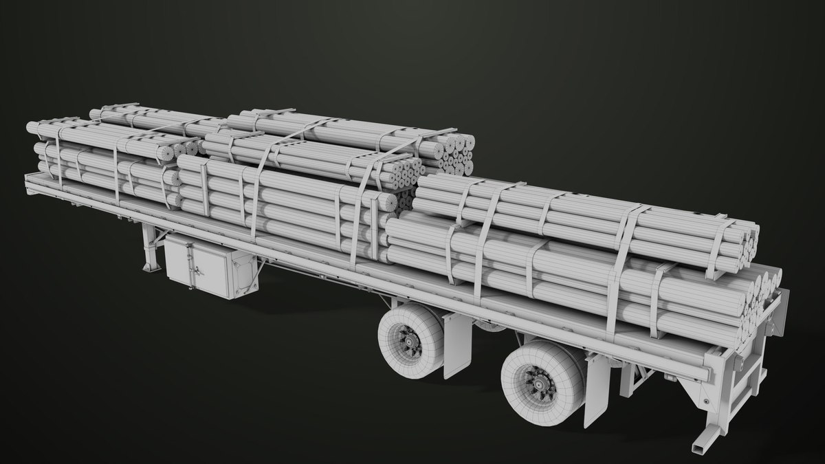 Heavy Truck 04 Flatbed Load Trailer URP HDRP Textures