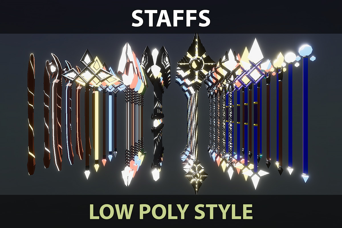 Low Poly Style Weapons & Shields