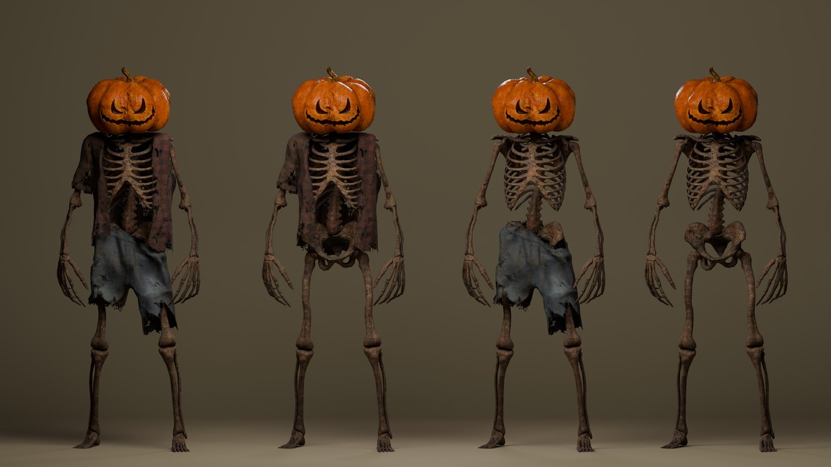 Scarecrow Pumpkin Halloween Skeleton