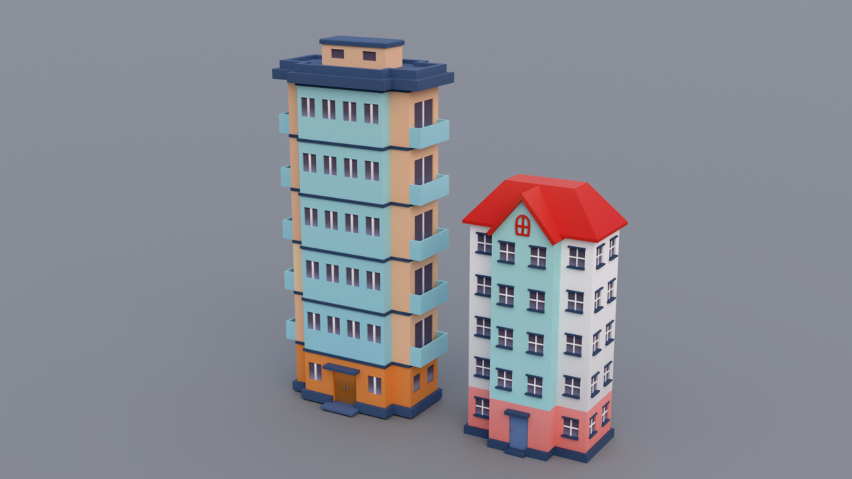 30 Low-Poly Urban Buildings Collection